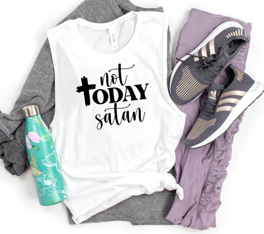 Not Today Satan Muscle Tank