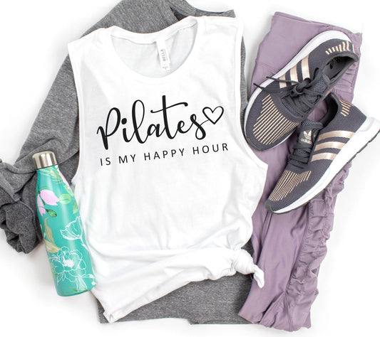 Pilates Is My Happy Hour Muscle Tank