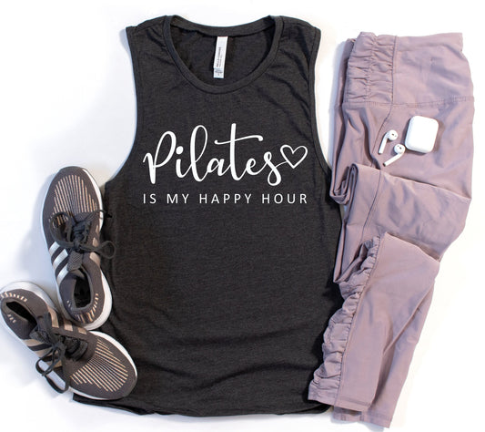 Pilates Is My Happy Hour Muscle Tank