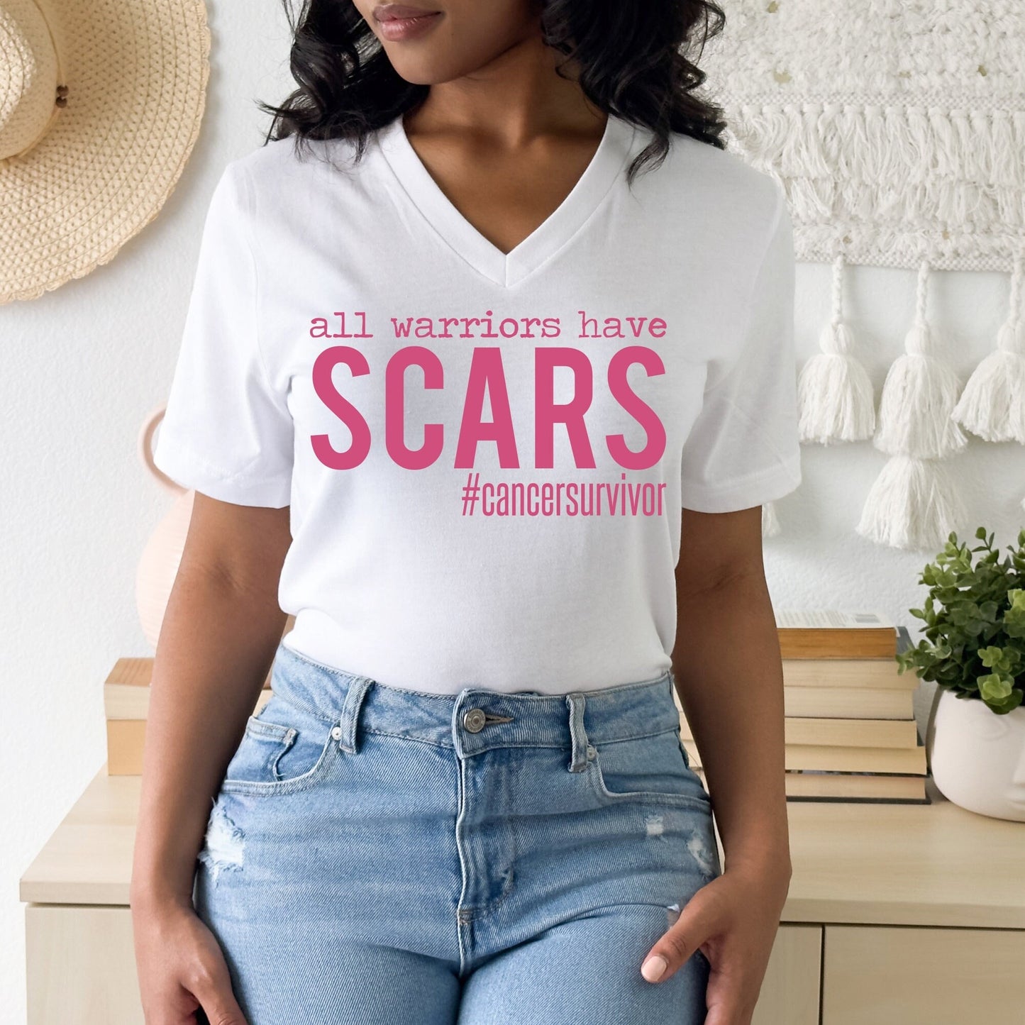 All Warriors have Scars V-Neck Shirt